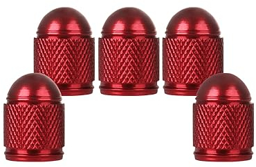 SENZEAL 5 Stück Ventilkappen Auto Bullet Typ Universal Reifenventilkappen Aluminium Autoreifen Ventilkappen Ventilschutzkappen für Auto Fahrrad Motorräder LKW SUV Rot