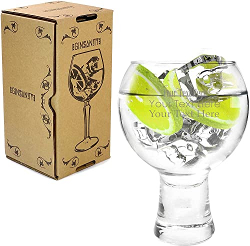 Ginsanity Alternato Coupe de Verres Personnalisés Gravé Gin & Tonic Ballon Cocktail/Lunettes dans Une Boîte Cadeau [540ml]