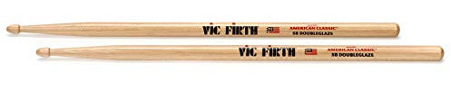 Vic Firth American Classic 5BDG DoubleGlaze Baguettes, Double Couche de Finition en Laque, Bout en Bois