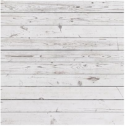 YongFoto 2x2m Vinyle Toile de Fond Panneau de Texture Rustique Vieilli en Bois Blanc Fond Décors Studio Photo Banner Enfant Video Fete Photobooth Photographie Props