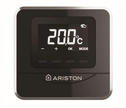 Sonda ambiente modulante inalámbrica de nueva generación, display retroiluminado de 7 segmentos, compatibilidad con Ariston Net y protocólo BusBridgeNet, color negro (Referencia: Ariston 3319116)