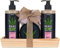 BRUBAKER Cosmetics Hanföl Dusch- und Pflege Set frische Erdbeeren & Kokosnuss mit Deko Tablett aus Holz