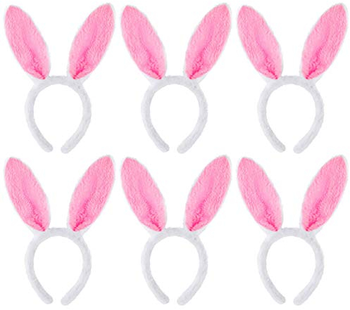 NUOBESTY 6 Stücke Hasenohren Haarreif Plüsch Ohren Stirnband Kaninchen Haarband Kopfschmuck für Kinder Mädchen Karneval Ostern Bunny Kostüm Party Dekoration