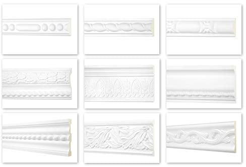 HEXIM Perfect 2 metri profili piatti - grande selezione, serie 2 (AC280-180x26mm) - profilo di stucco in PU modellato, bianco, resistente agli urti - profili decorativi piatti per pareti