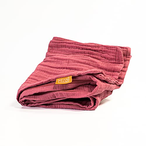 Mizali - Kuschelkissenbezug 150 cm - Musselin Bezug mit Reißverschluss - waschbar - Kantenschutz Kinderbett (150cm Altrose)