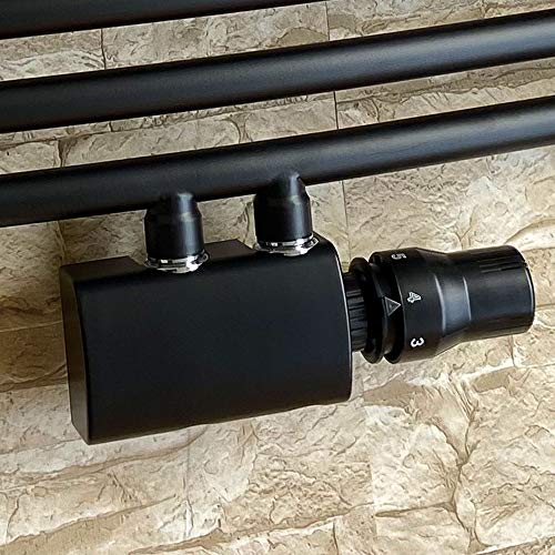 Gulfstream-Komfort MITTELANSCHLUSSGARNITUR 50MM Heizungssystem zweirohr Universal- und Eckausführung NEU Mod. (Schwarz Durchgang mit Thermostat UNI2)