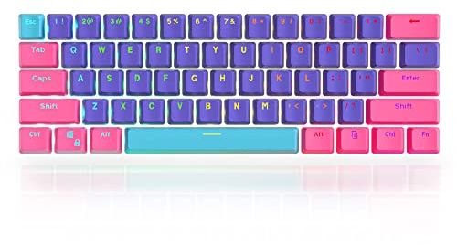 GTSP PBT Backlit Keycaps 60 Percent with 6.25U Space Bar OEM Profile for Cherry MX Switch Mechanical Gaming Keyboard (Purple+Pink+Blue)