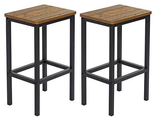 Meerveil Barhocker 2er Set, Bistrohocker Tresenhocker Barstuhl mit mit Fußstütze, Stahlrahmen Vintage Industrie-Design, geeignet für Wohnzimmer Esszimmer Küche, Braun(30 x 40 x 64 cm)