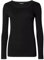 New Ladies Long Sleeve Round Neck Plain Basic Women's Stretch T-Shirt (Black, 16)