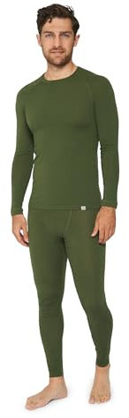 DANISH ENDURANCE Merinowolle Thermo-Unterwäsche Set, Premium Skiunterwäsche, Funktionsunterwäsche, Lange Unterhose & Langarmshirt für Herren, Grün, S