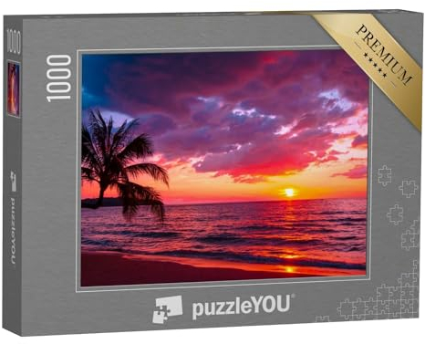 puzzleYOU: Puzzle 1000 Teile „Tropischer Sonnenuntergang am Strand“ – aus der Puzzle-Kollektion Sonnenuntergang