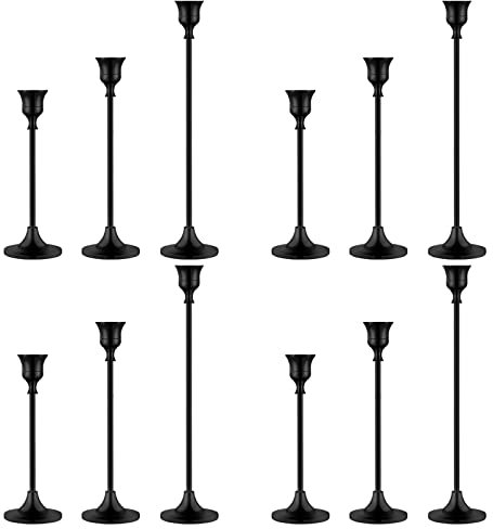 Vintage Black Candelabra Candle Holders for Fireplace & Dining