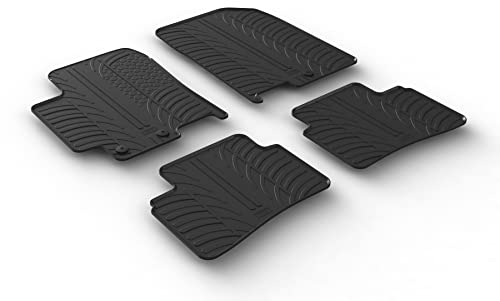 AROBA GL0598 Design Gummi Fußmatten kompatibel mit Kia Rio ab BJ. 01.2017> erhöhter Rand 4 TLG Farbe Schwarz Gummimatten Automatten passgenau