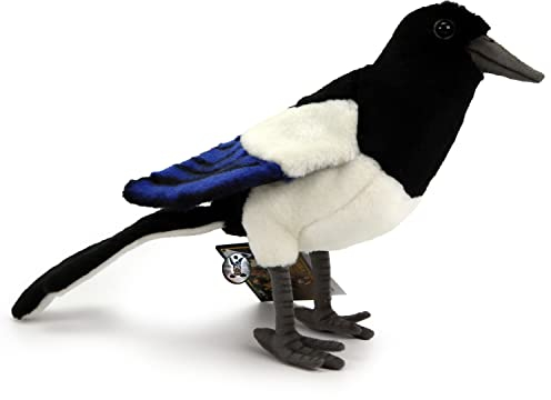 Elster Premium Plüschtier Rabe Vogel schwarz weiß blau Dekotier Shady - Kuscheltiere*biz