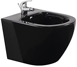 i-flair Wand-Hänge Bidet Franco mit Mischbatterie und Wandbefestigung - Schwarz