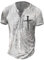 Mens Henely Shirts Vintage Distressed Summer Tops Button Up Blouse Short Sleeve Casual Tee Shirts DT9 White XL