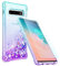 Pilaru for Samsung Galaxy S10 Plus Case [with Screen Protector] Clear Liquid Heart Glitter Soft TPU Cover Transparent Girly Protective Holographic Gel Phone Case for Galaxy S10 Plus,Teal/Purple