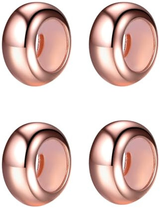 LOVANS Distanziatore Gomma Stopper Charms Bead in Argento Sterling 925 da 4 Pezzi Compatibile con Bead Charm Bracciali Europei Oro Rosa