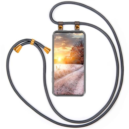moex Handykette für Oppo Find X5 Pro Hülle mit Band abnehmbar, Handyhülle mit Kette zum Umhängen, Handyband 155 cm lang Stoff Kordel Umhängehülle, Handy Umhängeband, Anthrazit
