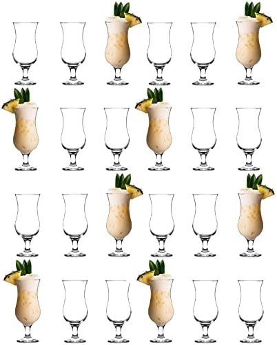 LAV Fiesta Pina Colada Glasses - 390ml - Clear - Pack of 24 - Large Tall Hurricane Pineapple Martini Milkshake Party Drinking Glass Set