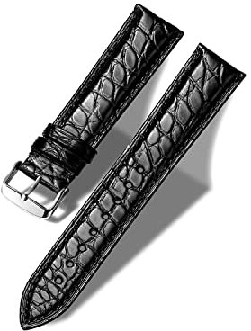 MUENShop Alligator Uhrenarmband Echtes Krokodilleder Armband 18mm 19mm 20mm 21mm 22mm 23mm 24mm Schwarz Braun Blau Ersatz Uhren Band für Herren Damen