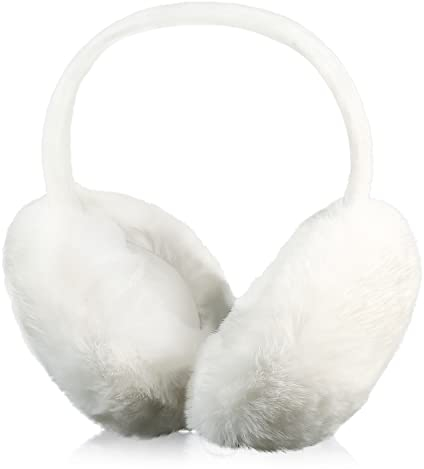 Winter Ohrenwärmer Damen, Niedlich Kunstpelz Ohrenschützer Damen Winter Faltbar Winter Ohrenschützer für Kaltes Wetter Outdoor Winter Frauen Mädchen (Weiß)