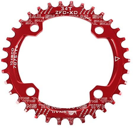 Jane Eyre Fahrrad kettenblätter 104 BCD Rot 34T schmales breites Einzel kettenblatt, rundes schmales breites Kettenblatt für Rennrad Mountainbike BMX MTB