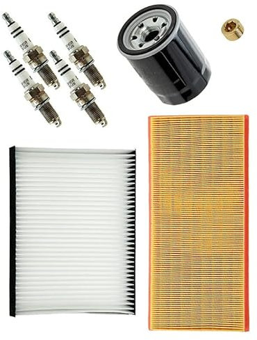 ATEC Germany Inspektionspaket Filterset mit 1x Luftfilter, 1x Innenraumfilter, 1x Ölablassschraube, 4x Zündkerze YR7DC+ Kompatibel mit FIAT PUNTO (188_), PUNTO Schrägheck (188_), LANCIA YPSILON (843_)