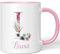 JUNIWORDS Tasse, Laura, Name Anfangsbuchstabe Initial Alphabet Floral Buchstabe L Monogramm Motiv, Rosa (5520292)