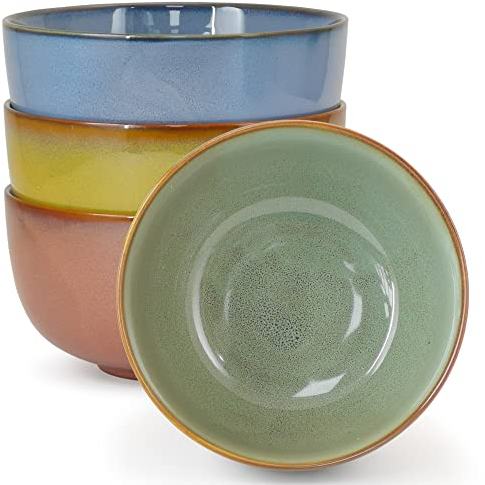 Earnest Living Dinnerware Sets Plates and Bowls Sets 30 oz Mixing Bowls Ramen Bowl Set 6 Inch Soup Bowls Serving Bowls Ceramic Fruit Bowl Set of 4 for Pasta Salad Cereal Kitchen