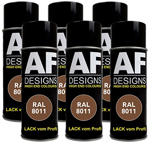 Alex Flittner Designs Spraydose RAL 8011 NUSSBRAUN glänzend 6x 400 ml | 6er Pack RAL Spraydosen a 400 ml pro Dose
