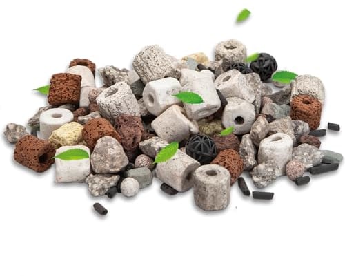 Nobleza - 12 in 1 Materiale Filtrante Acquario, Anelli in Ceramica, Filtro Poroso, Filtro Biologico per Acquari e Vasche per Pesci (500g)