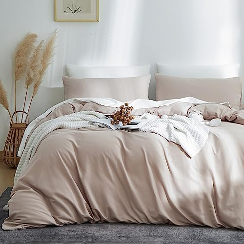 AShanlan Bettwäsche 140x200 Taupe 2 Teilig 100% Microfaser Einfarbig Bettwäsche Set mit 1 Kissenbezüge 70x90 cm Khaki Bettwäsche mit Reißverschluss Weich und Bügelfrei