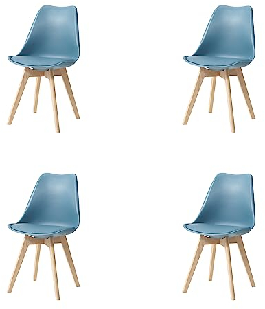 HJhomeheart Sedie Sala da Pranzo, Set di 4 Sedie, Gambe in legno massello, Design Nordico Ergonomico, Sedie Cucina, Sedie Moderne (Verde Scuro-4)