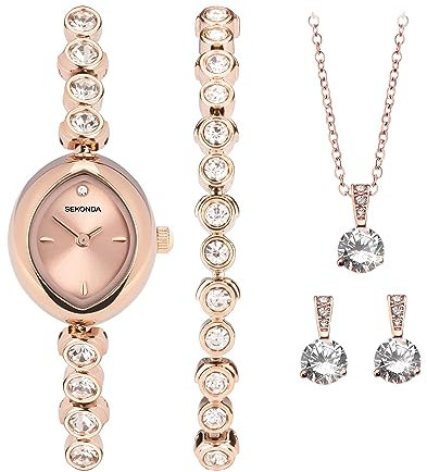 Sekonda Dress Gift Set Ladies 19mm Quartz Watch in Rose with Analogue Display, and Rose Gold Alloy Strap 49035