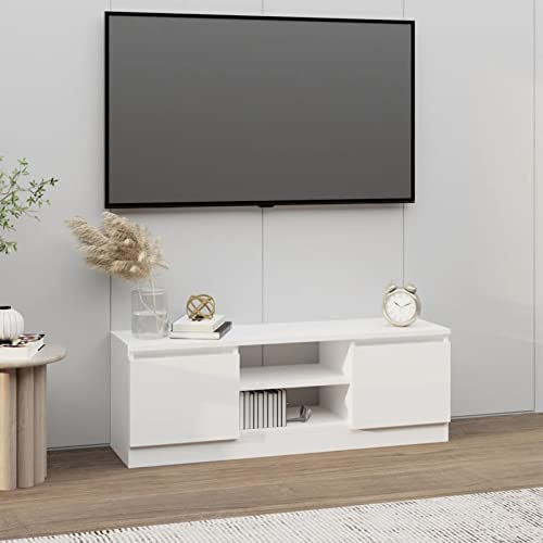 Tidyard Meuble TV avec Porte Blanc 102x30x36 cm