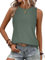 BAISHENGGT Damen Tank Tops Sommer Rundhals Ärmellos Ausgehöhlt Basic T Shirt Oberteile Grün L