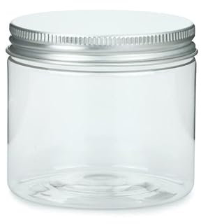 SHOBI Contenitori Alimentari in Polietilene con Coperchio in Alluminio, Barattoli in Plastica Ricaricabili Ermetici per Alimenti con Tappi a Vite (12, 400 ml)
