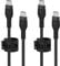 Belkin BoostCharge Pro Flex Braided USB-C to USB-C Charger Cable (6.6ft/2M), USB-IF Certified Fast Charging Cable for iPhone 16 Series, MacBook, Galaxy S25, Nintendo Switch 2 & More - Black (2-Pack)