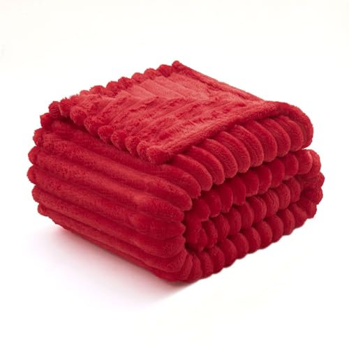 MIULEE Kuscheldecke Flauschig Decke Fleecedecke Flanell Einfarbig Wohndecken Couchdecke Flauschig Überwurf Mikrofaser Tagesdecke Sofadecke Blanket Für Sofa Schlafzimmer 60x80Inch 150x200cm Rot