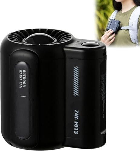 Ventilatore portatile con clip sotto la camicia, mini ventilatore portatile con clip in vita, ventilatore da cintura con clip in vita, ventola di raffreddamento portatile a 3 velocità, forte flusso