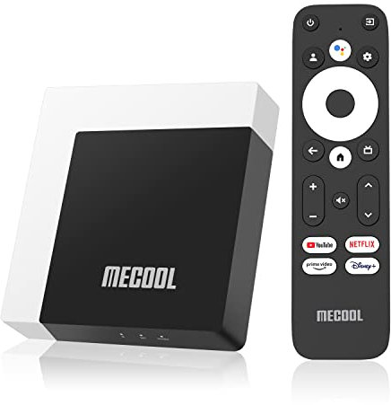 MECOOL KM7 Plus Android TV Box 11.0, 4K HDR 2GB 16GB Unterstützt 2.4G/5.0G/BT 5.0/AV1 Remote Streaming Media Player Google TV mit Amlogic S905Y4 Netflix Google Sitzend