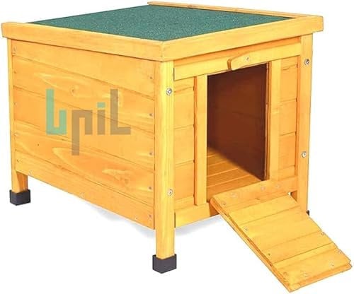 BPIL Wooden Hide House for Cats, Puppies, Rabbits, and Guinea Pigs - Lockable Winter-Proof Pet Shelter 43 × 43 × 52 cm, Easy-to-Assemble and Clean, Ideal for Indoor & Outdoor Use