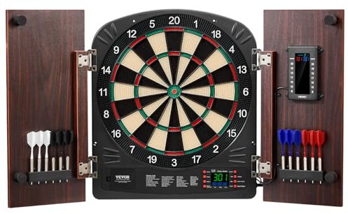 VEVOR Elektronische Dartscheibe E Dartboard 34,3 cm, Dartschrank Set mit elektronischer Punktezählung & 12 Dartpfeile, für 1 bis 8 Spieler