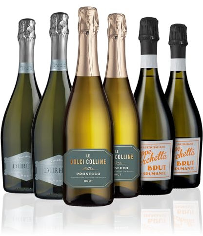 Italian Fizz Mixed Six 75cl - 2 Bottles Each of Prosecco, Durello, and Brut Sparkling Wine