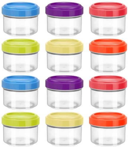 saerryor 12 PCS Mini Storage Containers with Lids - 35ml Plastic Food Storage Containers, Stackable Small Frozen Food Storage Pot Mini Condiment Containers for or Gym Snacks