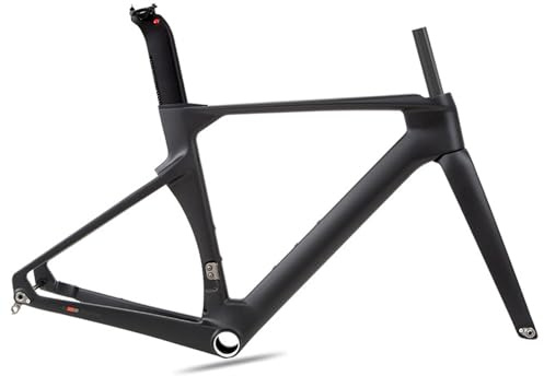 700C Carbon-Rennrad-Rahmenset, 43.5cm / 46cm / 48cm / 50cm / 52cm / 54CM / 56CM Brechender Wind Rennrahmen Steckachsenrahmen 12 × 100 Mm 12 × 142 Mm Scheibenbremsrahmen Interne Führung(Black,50cm)
