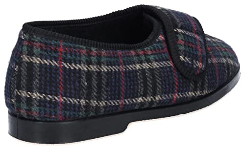 Gbs Touch Fastened Textile Lined Mens Slippers - Checkered - Size 6 7 8 9 10 11