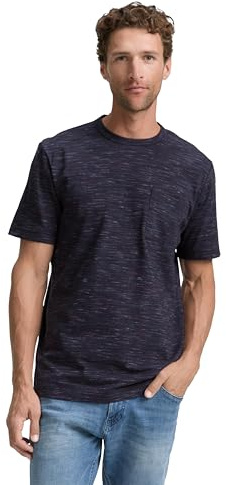 TOM TAILOR Herren 1048082 T-Shirt in Melange-Optik mit Brusttasche
