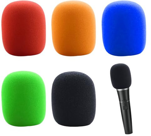 5 Stück Popschutz Mikrofon,Mikrofon Windschutz Schaumstoffabdeckung Muff,Anti-Bruit Pop Schutz für Mikrofon Schaumstoff für Microphone,Handmikrofon Popschutz Pop Filter Windschutz für Muff